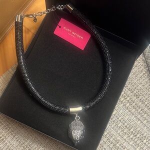 Kurt Geiger Black Necklace with Silver Pendant
